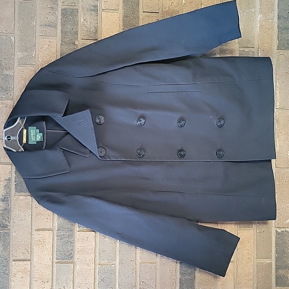 Lauren Ralph Lauren cotton double-breasted, navy peat coat, size L